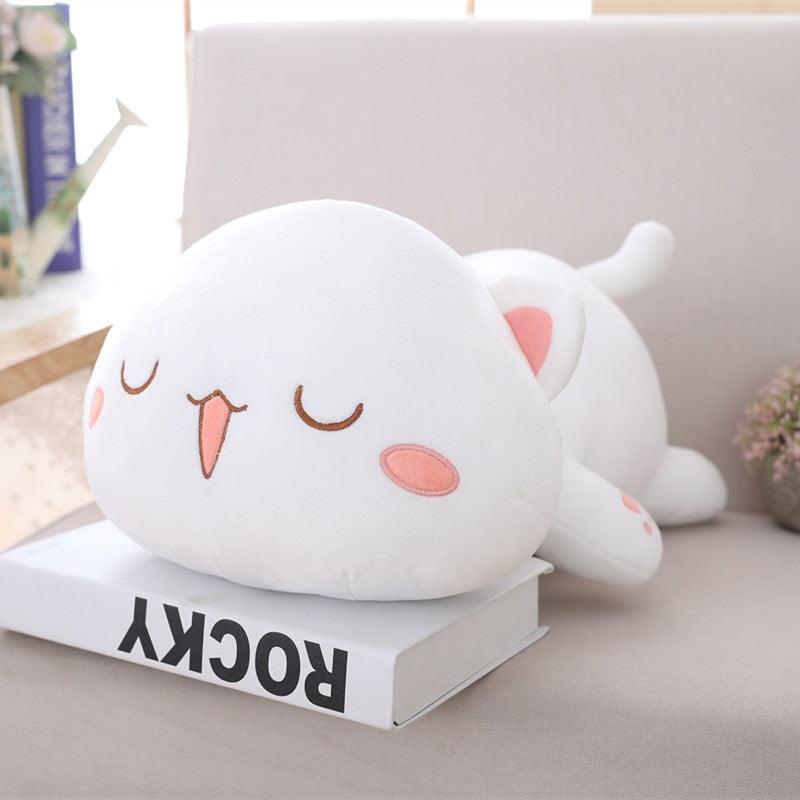Peluche Blanc Chat Kawaii Endormi - Peluchy