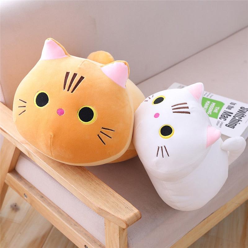 Peluche Géante Chat Blanc et Orange - Peluchy