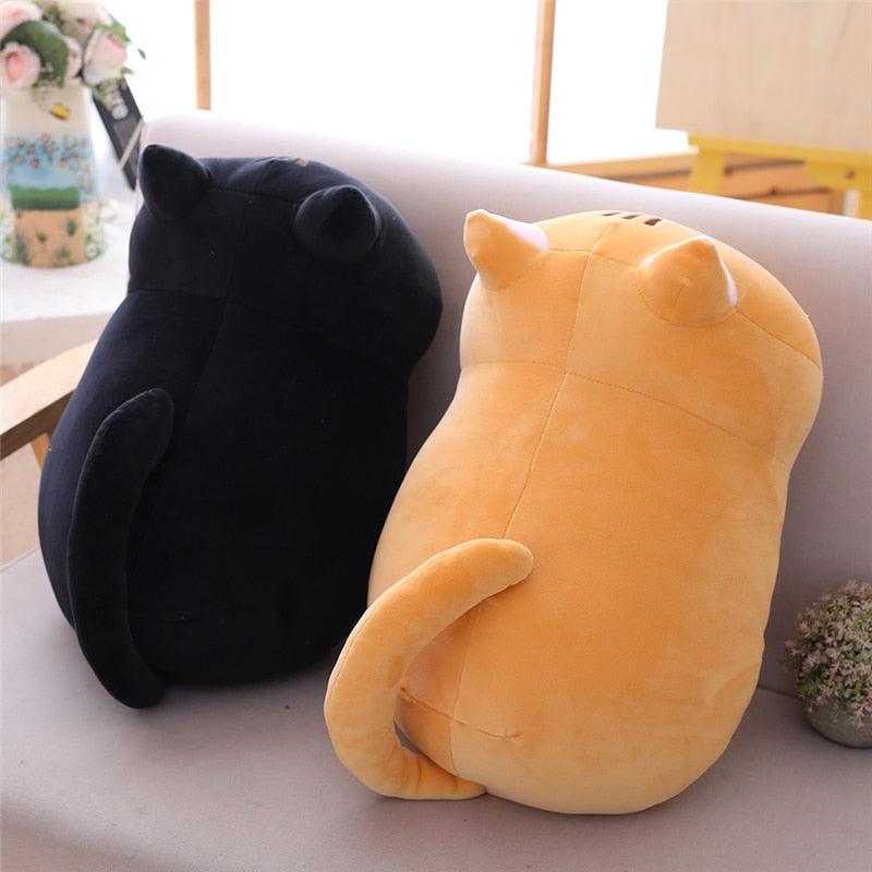 Peluche Géante Chat Noir et Orange de Dos - Peluchy