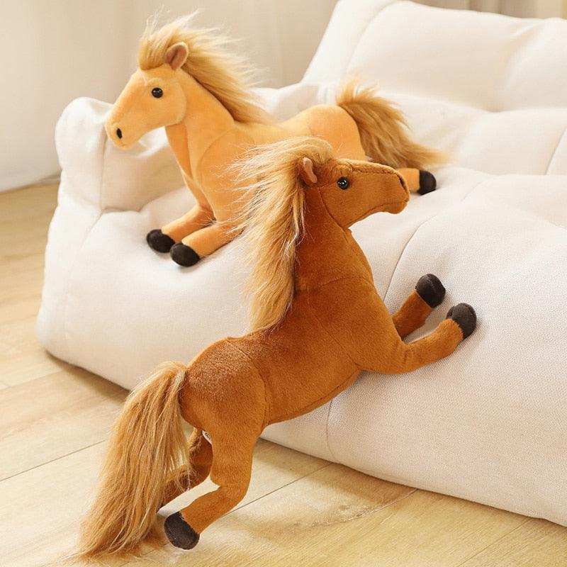 Cheval Orange et Brun Peluche - Peluchy