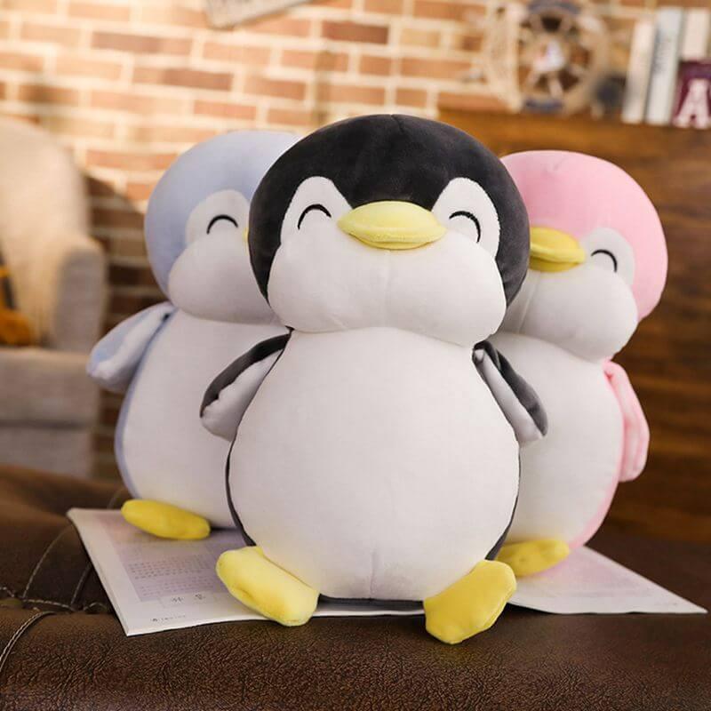 Pingouins Bleu Noir Rose Peluches - Peluchy