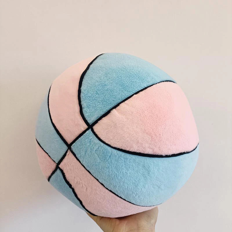 Ballon Basketball Bleu Rose Peluche - Peluchy