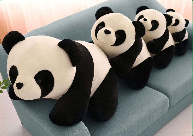 Pandas Alignés Peluches - Peluchy