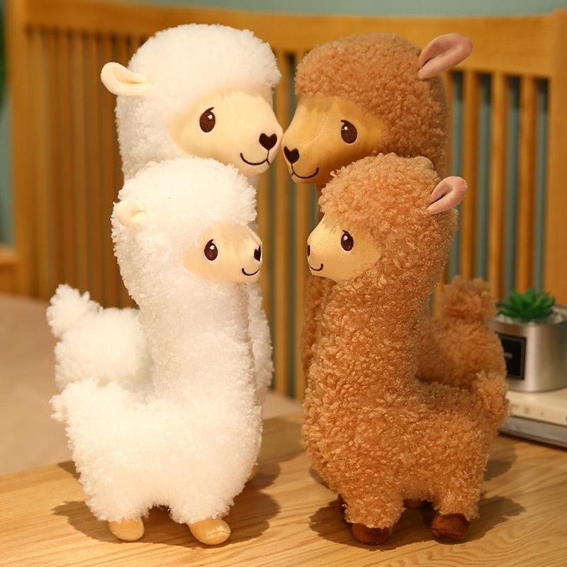 Peluche Lama Petit et Grand en Blanc et Brun - Peluchy