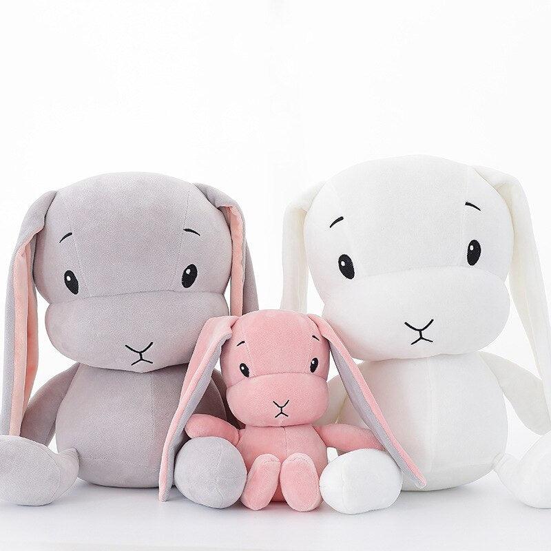 Peluches Lapin Gris Blanc Rose - Peluchy