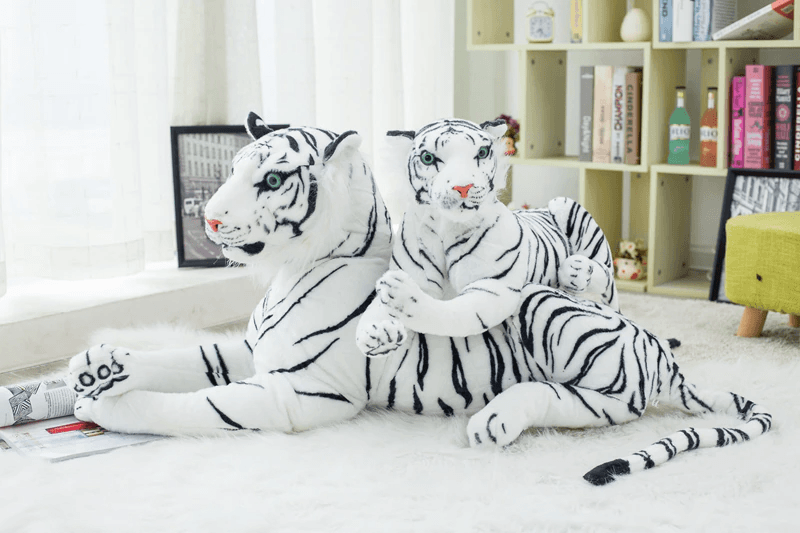 Deux peluches tigres blancs et noir - Peluchy